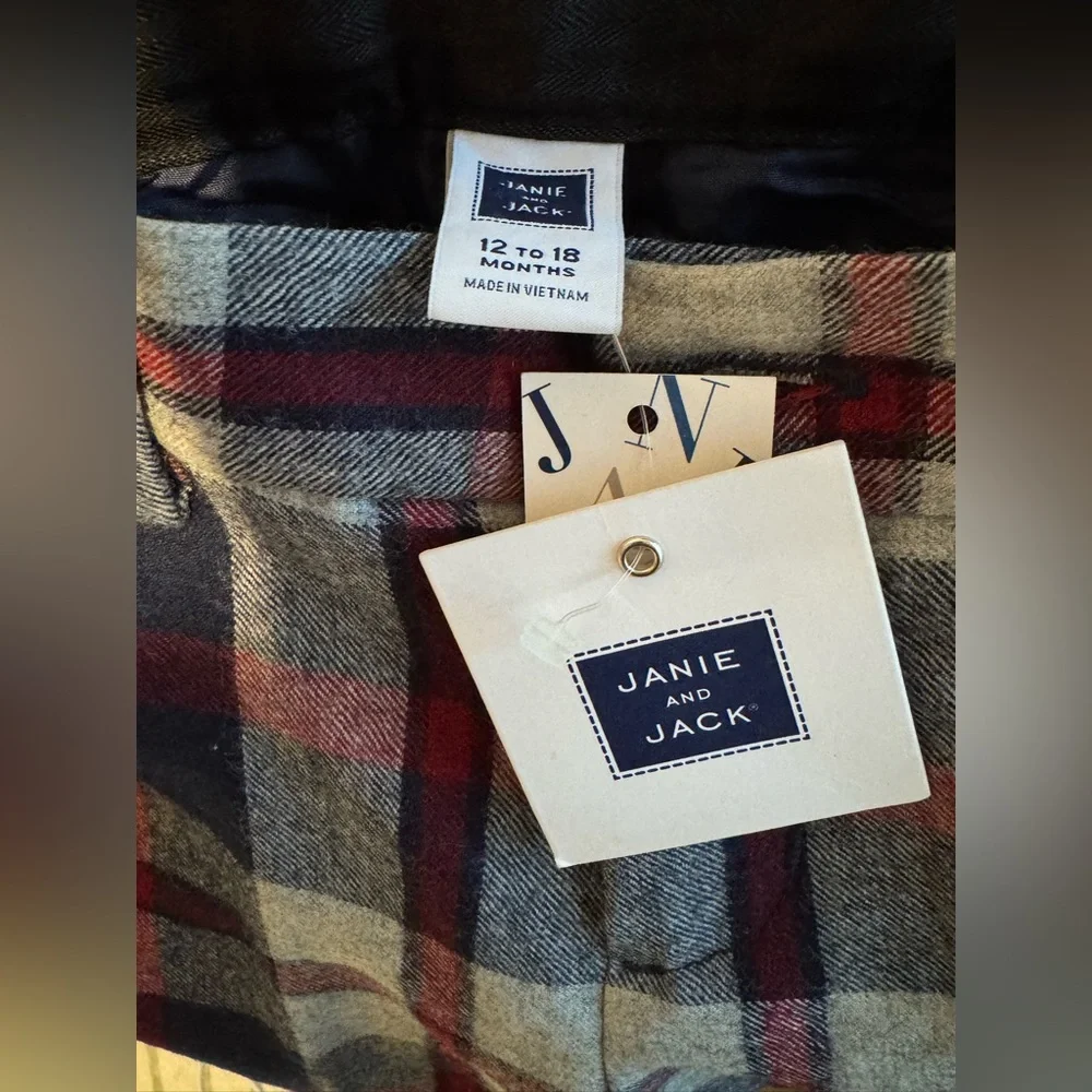 BNWT Janie and Jack Plaid Adjustable Waist Dress Pants 12-18 Months - Picture 7 of 7